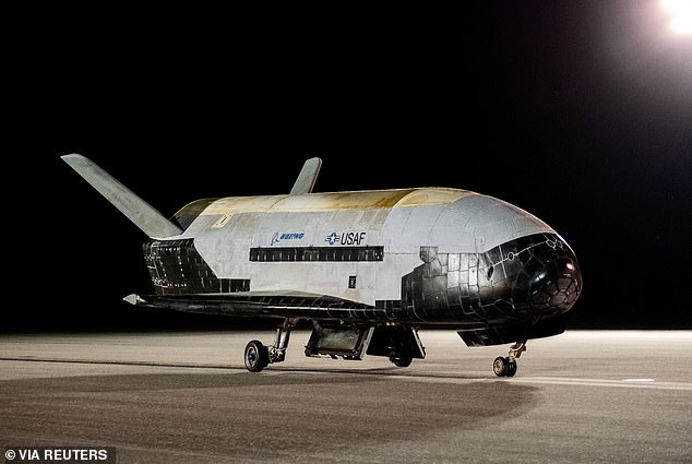 The Chinese space plane was launched a day after the US was forced to scrub the flight of its 'spy plane' (pictured), which the head of the US Space Force said was 'no coincidence'.