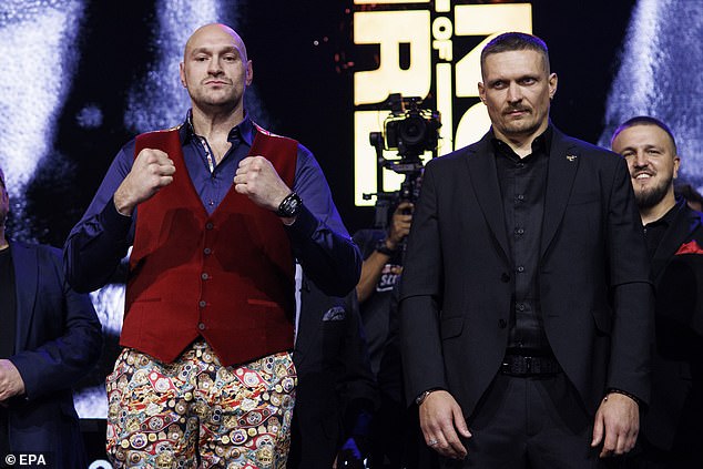 This would set up a possible showdown against Tyson Fury (left) or Oleksandr Usyk (right)