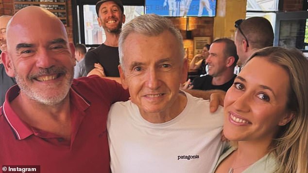 Sheargold also made an appearance on Thursday and was photographed alongside Bruce McAvaney and producer Loren Barry.  All depicted