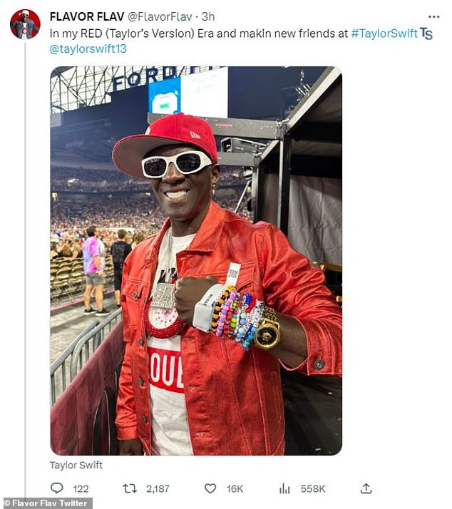 Flav attended Taylor's concert in Detroit and exchanged friendship bracelets with many of her fans, who in turn pointed him in the direction of an artist to provide the cover art for his new single.  “Swifties are the gifties,” he said