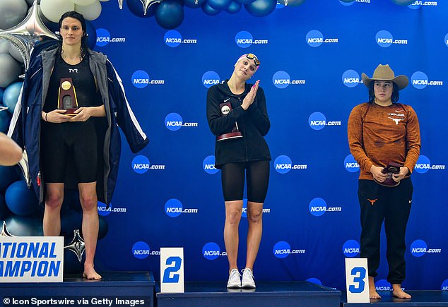 Current and former athletes say trans athletes like Lia Thomas (left), the swimmer who achieved modest success in the male categories before becoming a national champion in the women's events after transitioning, are highlighting the physical benefits of trans women