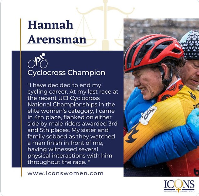 In April, cyclist Hannah Arensman announced her retirement from professional cycling after being beaten to a podium finish by Austin Killips, a transgender athlete.