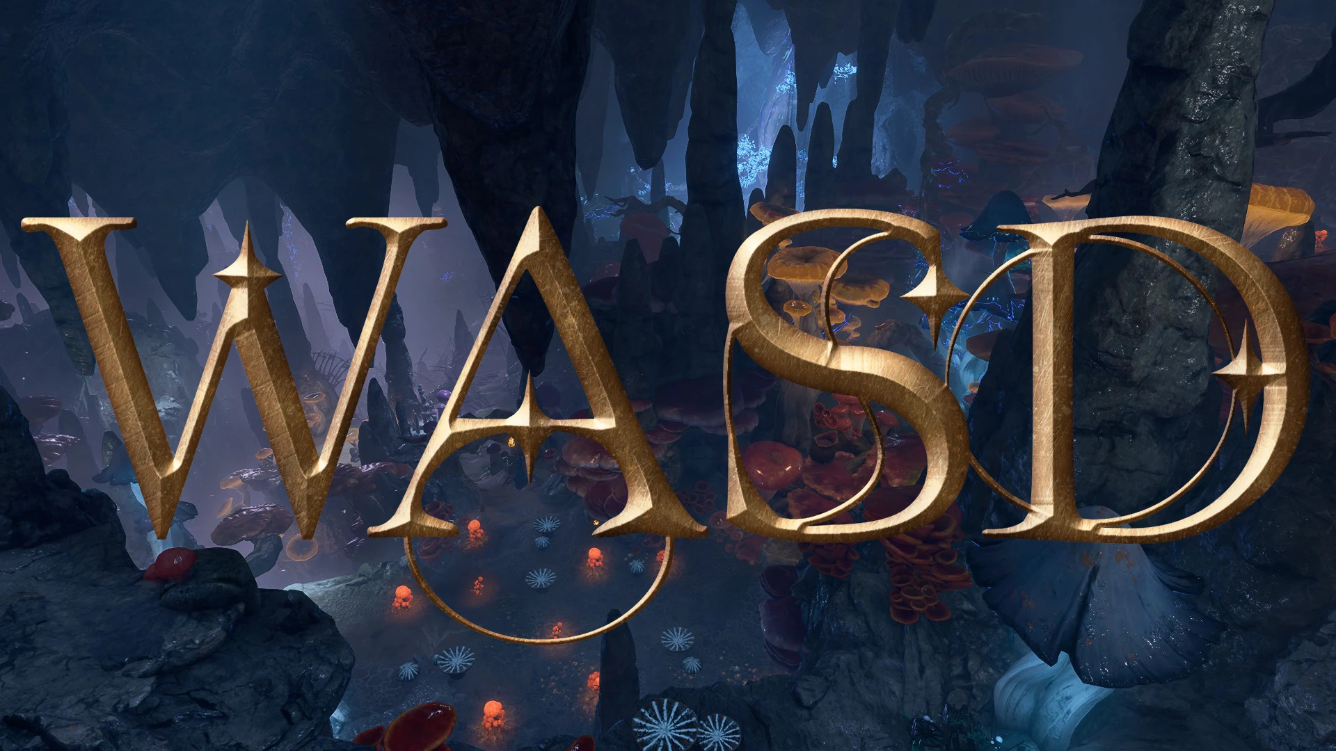 “WASD” written prominently on a background from Baldur's Gate 3. The artwork belongs to the WASD Character Movement mod.