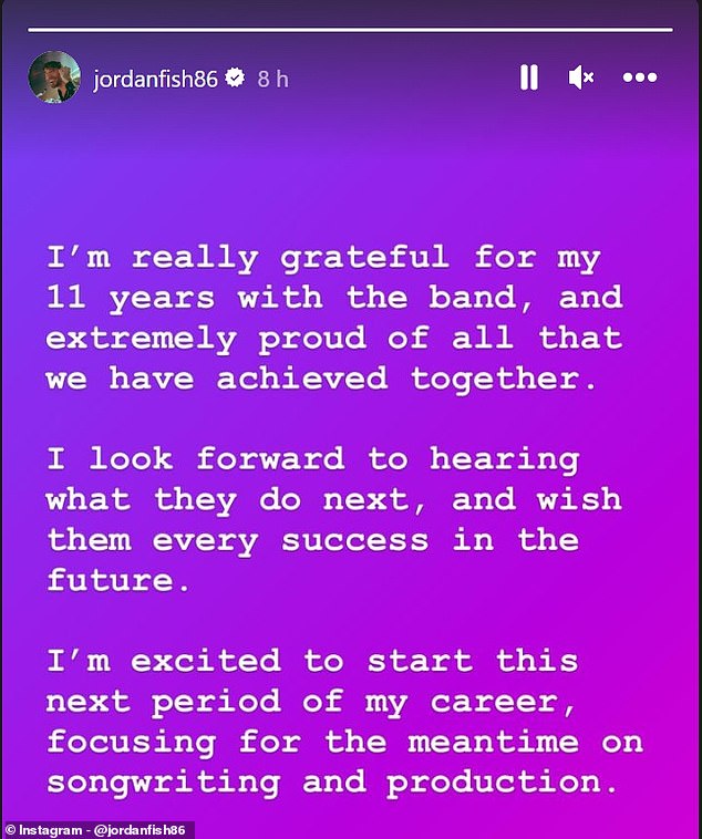 Jordan took to Instagram shortly after the announcement to share a statement of his own