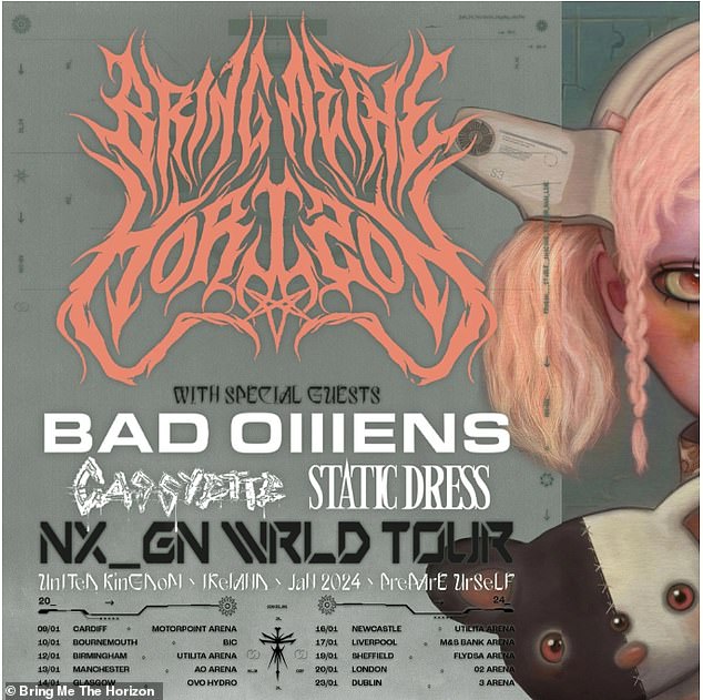 Bring Me The Horizon's Nex Gen World Tour with special guests Bad Omens, Casseytte and Static Dress kicks off in Cardiff on January 9