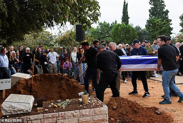 Alon, from kibbutz Kfar Aza, was buried in Shefayim, where his mother Dikla emotionally recounted how he 