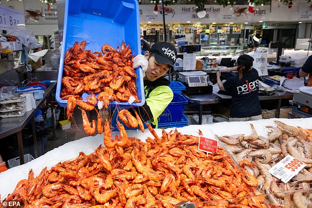 The most popular items at The Sydney Fish Market (above) tend to be barramundi, snapper, lobsters and of course prawns and oysters