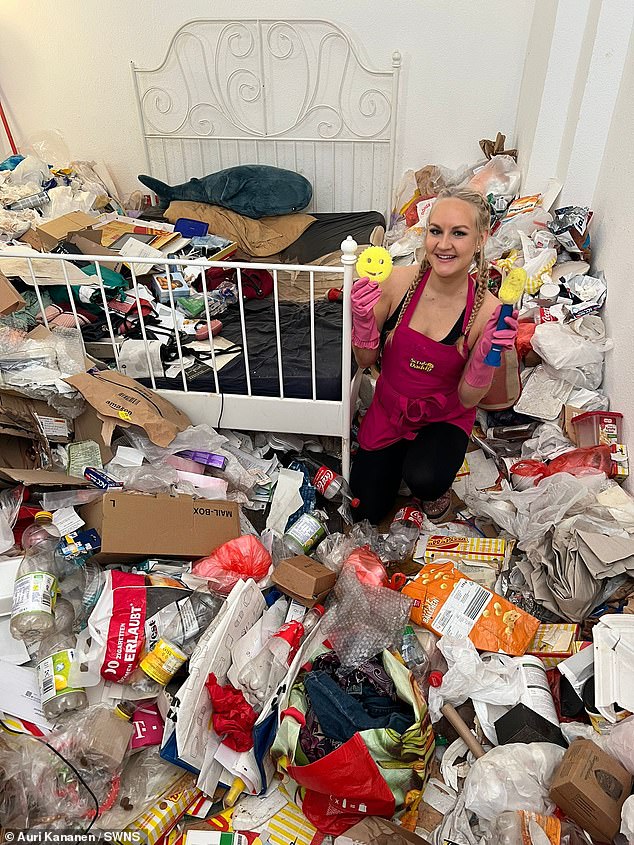 The self-proclaimed 'Queen of Cleaning' travels around Finland and the world completely free of charge to deep clean homes - usually to help people who struggle with mental health or mobility and find it difficult to clean up the mess themselves