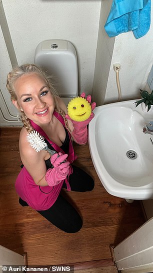 AFTER: She recently took on one of her dirtiest homes yet - with a moss-covered toilet seat and a sink filled with sewage