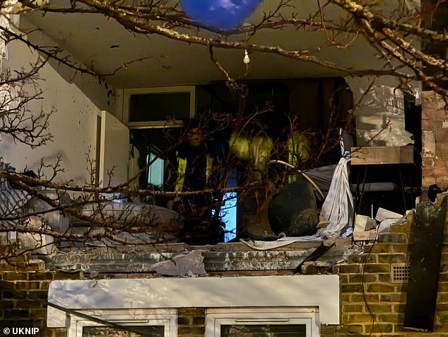 Paramedics found a woman inside preparing for a holiday to Australia.  In the photo: damage caused by the explosion