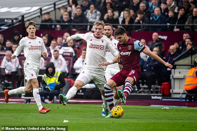 Rasmus Hojlund's agonizing wait for a first goal in the Premier League continued against the Hammers