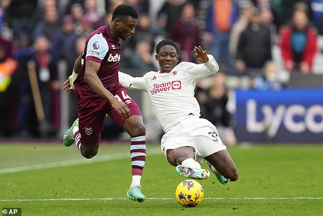 18-year-old Kobbie Mainoo gave away possession cheaply in the run-up to West Ham's second goal