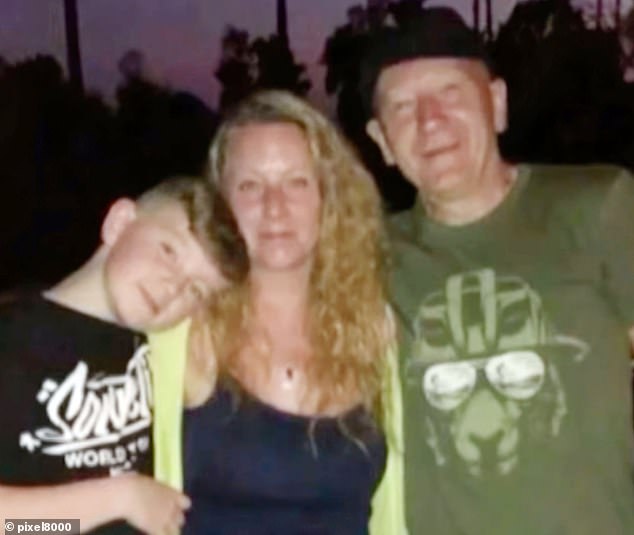 Alex is pictured with his mother and grandfather after he was reportedly kidnapped when he was eleven