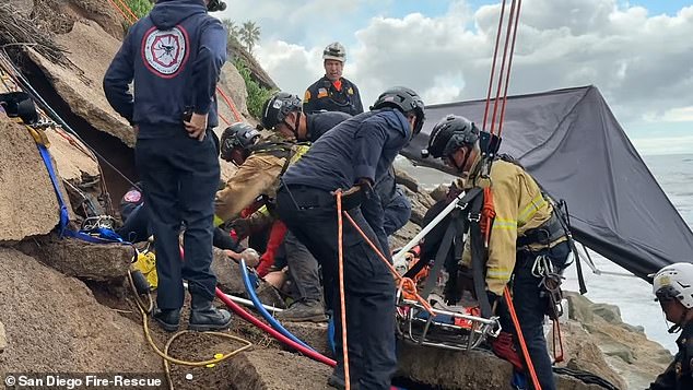 The San Diego Fire Department quickly responded to the call, but searches were halted due to the rising tide