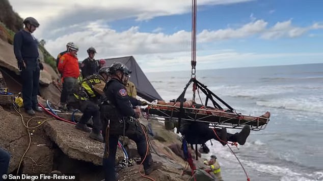 He had fallen to the bottom of a tunnel in the cliffs - which lay 3 to 5 meters deep in the hillside - where he became trapped under a rock.