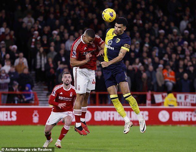 Solanke managed to guide the ball out of the reach of Forest goalkeeper Matt Turner