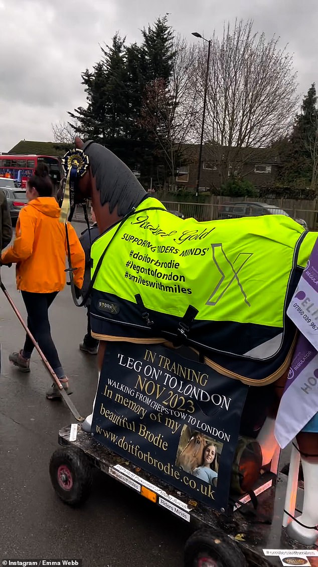 Emma Webb raised £50,000 to support her teenage equestrian as she took part in an eighteen-day trek from Chepstow in Monmouthshire, Wales to the International Horse Show at ExCel London