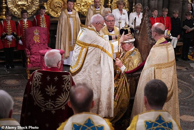 A royal aide said sustainability was considered a 'key point' in the way the Christmas message - Charles' first since his coronation (pictured) - was staged