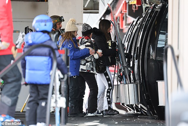 The estranged couple were spotted entering a ski lift with their daughters as they prepared to hit the slopes