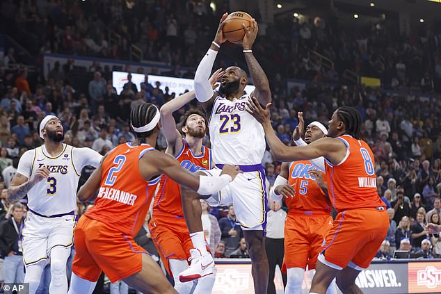 The 38-year-old helped the Los Angeles Lakers snap their skid in four games in Oklahoma City