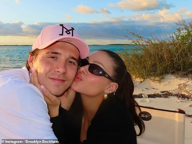 Brooklyn - who celebrates his second wedding anniversary with Nicola in April - continued to post loved-up photos of the couple, with one of them kissing his cheek.