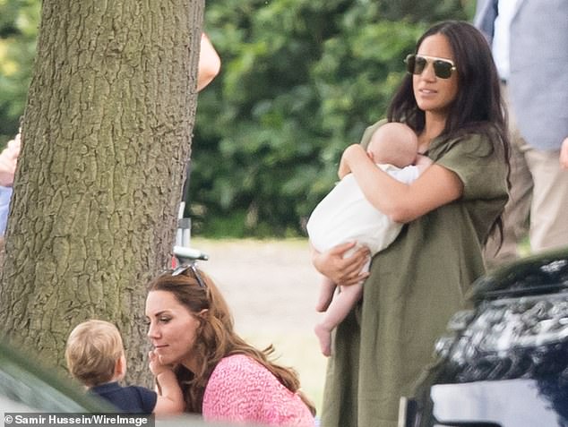 Two young mothers, Kate and Meghan, attend the polo at the Billingbear club in the summer of 2019