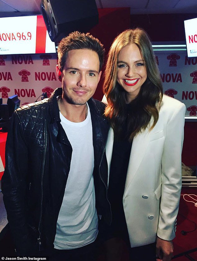 In addition to his television work, Smith (left, with Ksenija Lukich) presented Nova FM's Late Nights show for a year in 2016