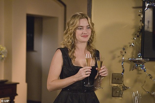 Kate Winslet is depicted as Iris in The Holiday, 2006, in the final scene where the couples spend New Year's Eve together