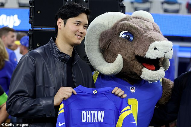 Ohtani attended the Rams vs Saints game in Los Angeles on Thursday evening