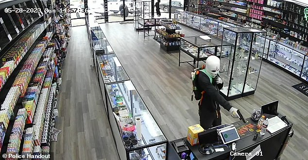 The number of shoplifting incidents nationwide is expected to reach 122,368 by the end of 2023, the highest number since 2018. Pictured: Dallas store robbed at gunpoint in May