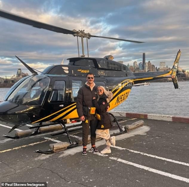 “Best tour guide in town,” Skenes wrote alongside a photo of the couple boarding a helicopter