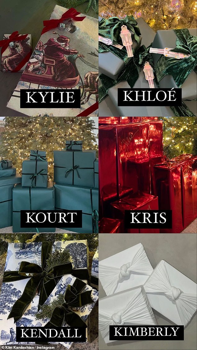 The 43-year-old makeup mogul shared photos on her Instagram on Sunday of how her sisters, brother and mother wrapped their presents in unique ways.