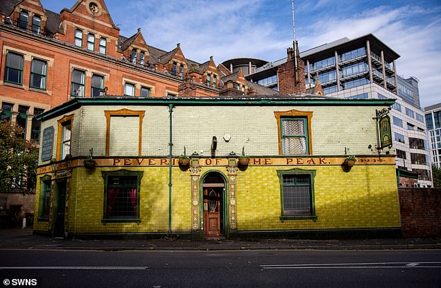 Historic photograph, recreated, of The Peveril of the Peak, Manchester