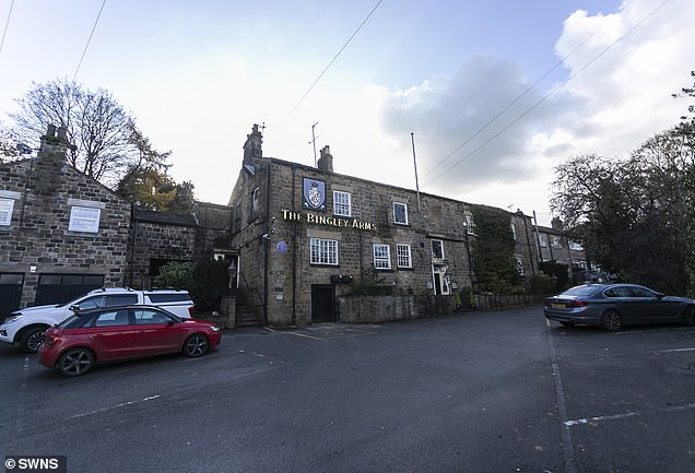 Historic photograph, recreated, of The Bingley Arms, Bardsey, Leeds