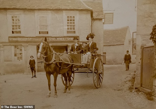 Historic photograph, date unknown, of The Bear Inn, Bisley, Gloucestershire