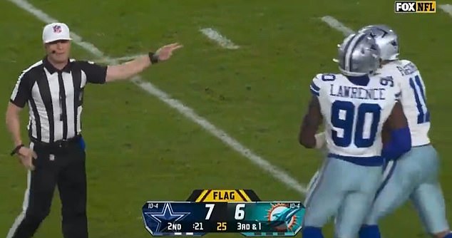 The Star Edge Rusher had to be restrained by DeMarcus Lawrence as he yelled at a referee