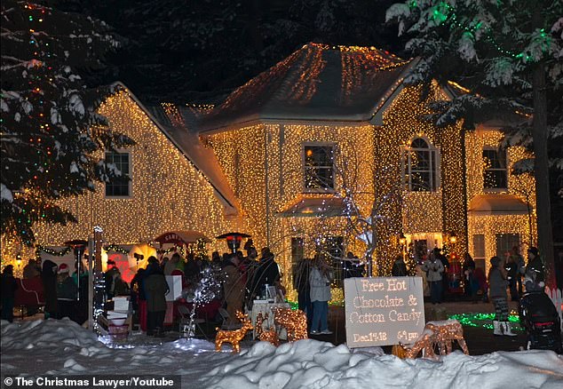 A large Christmas sleigh completes the look of the Kootenai County home