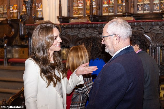 Kate meets actor Jim Broadbent at her Together At Christmas song concert on December 8