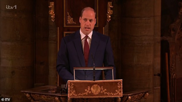 Prince William also took part in the service and gave a reading from the Gospel of Luke