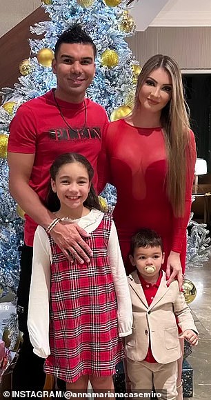Casemiro poses with his wife Anna and their children