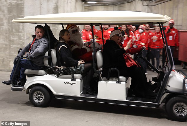 The pair of VIPs enter the stadium ahead of the Christmas Day showdown against Las Vegas