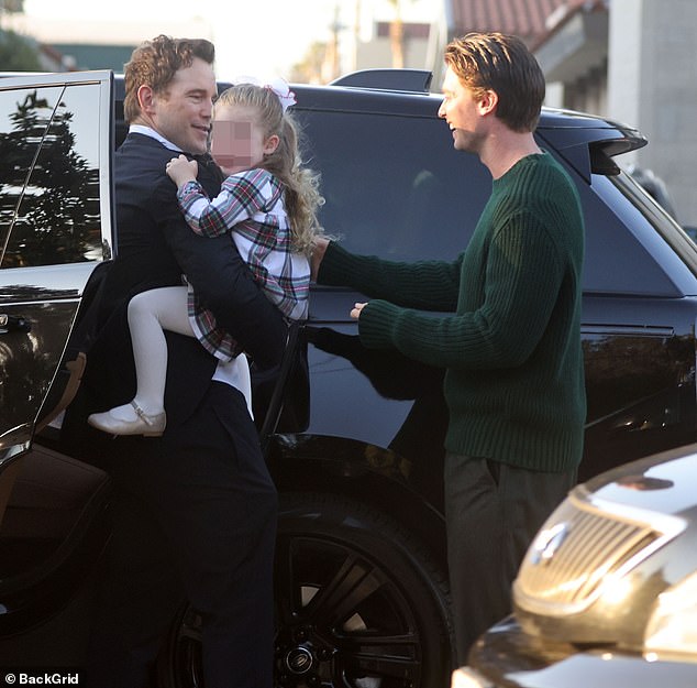 He was later seen chatting with her brother Patrick as he picked up their three-year-old daughter Lyla