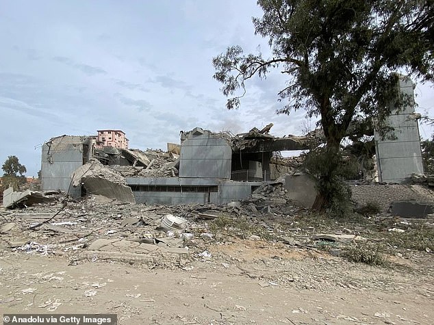 A view of the destroyed Rashad Shawa Cultural Center after the Israeli attacks in Gaza City on November 25.  Sarraj wrote about watching the construction of the building and his sadness at its destruction