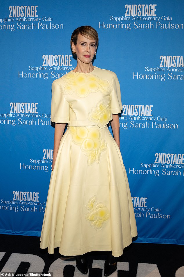 Sarah Paulson, 49, was guest of honor at a recent gala, where she wore a yellow outfit that hugged her waist