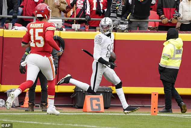 Jones intercepted Patrick Mahomes in the second quarter and returned him to the end zone