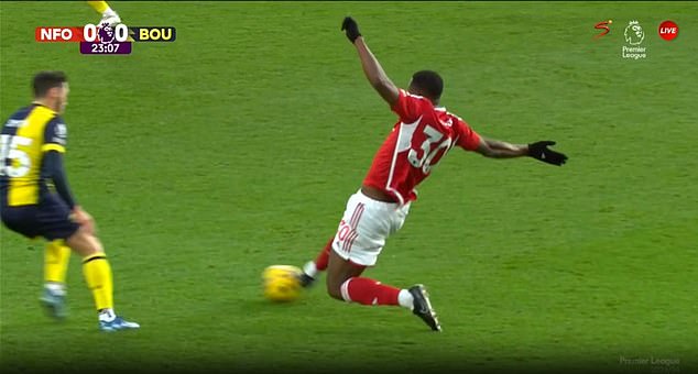 It came after Nottingham Forest defender Willy Boly was sent off during their 3-2 defeat to Bournemouth on Saturday afternoon