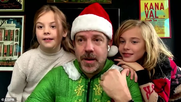 “That's Daisy, that's Otis,” said Jason, who was wearing an Elf onesie and proudly pointed to his offspring.  These are the elves of the elves.”  The actor shares children with former fiancée Olivia Wilde, 39