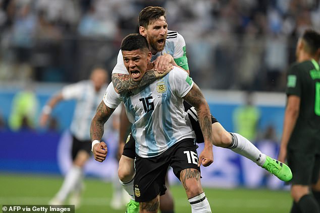 Rojo and Messi have played together many times, including here at the 2018 World Cup