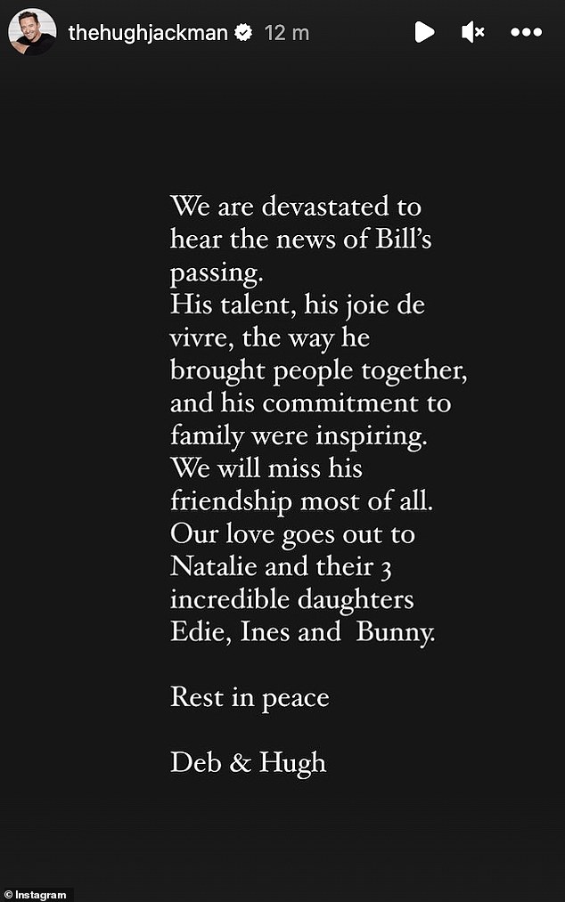 The Wolverine star, 55, and the actress, 68, expressed their condolences in a joint Instagram statement