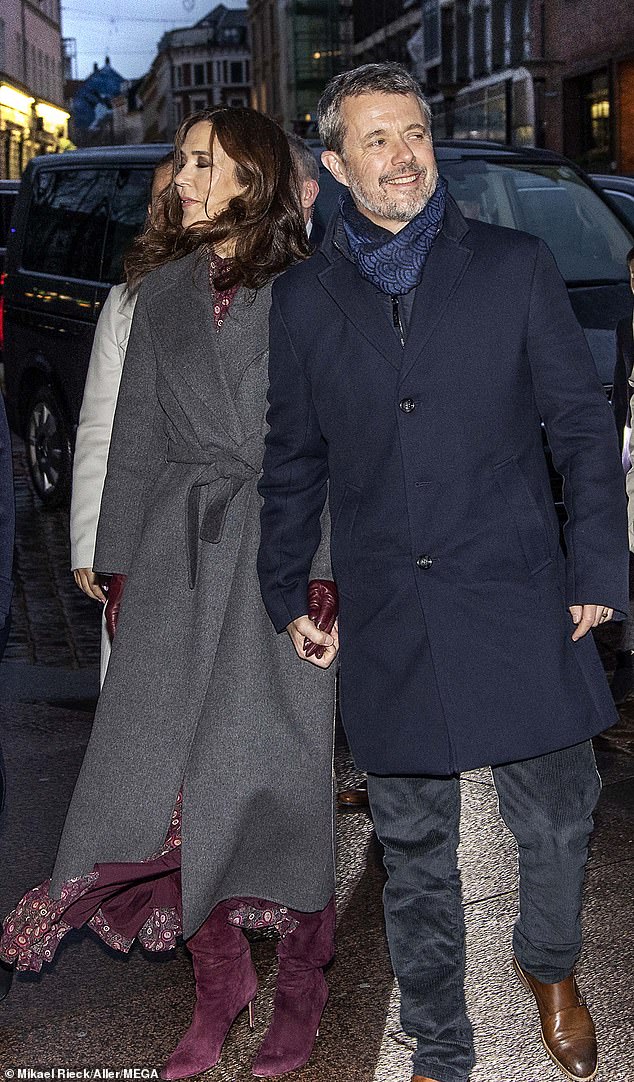 Despite swirling rumors about the prince's alleged 'affair' rocking the family, Mary and Frederik appeared to be in love as they entered Aarhus Cathedral on Sunday, December 24.